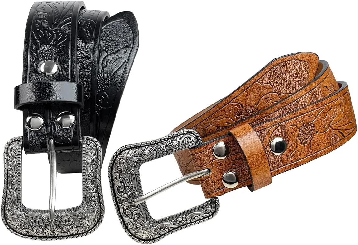 TOPACC Western Belts for Women Men Cowboy Cowgirl Belt for Jeans Pants Country Concert Outfit Rodeo