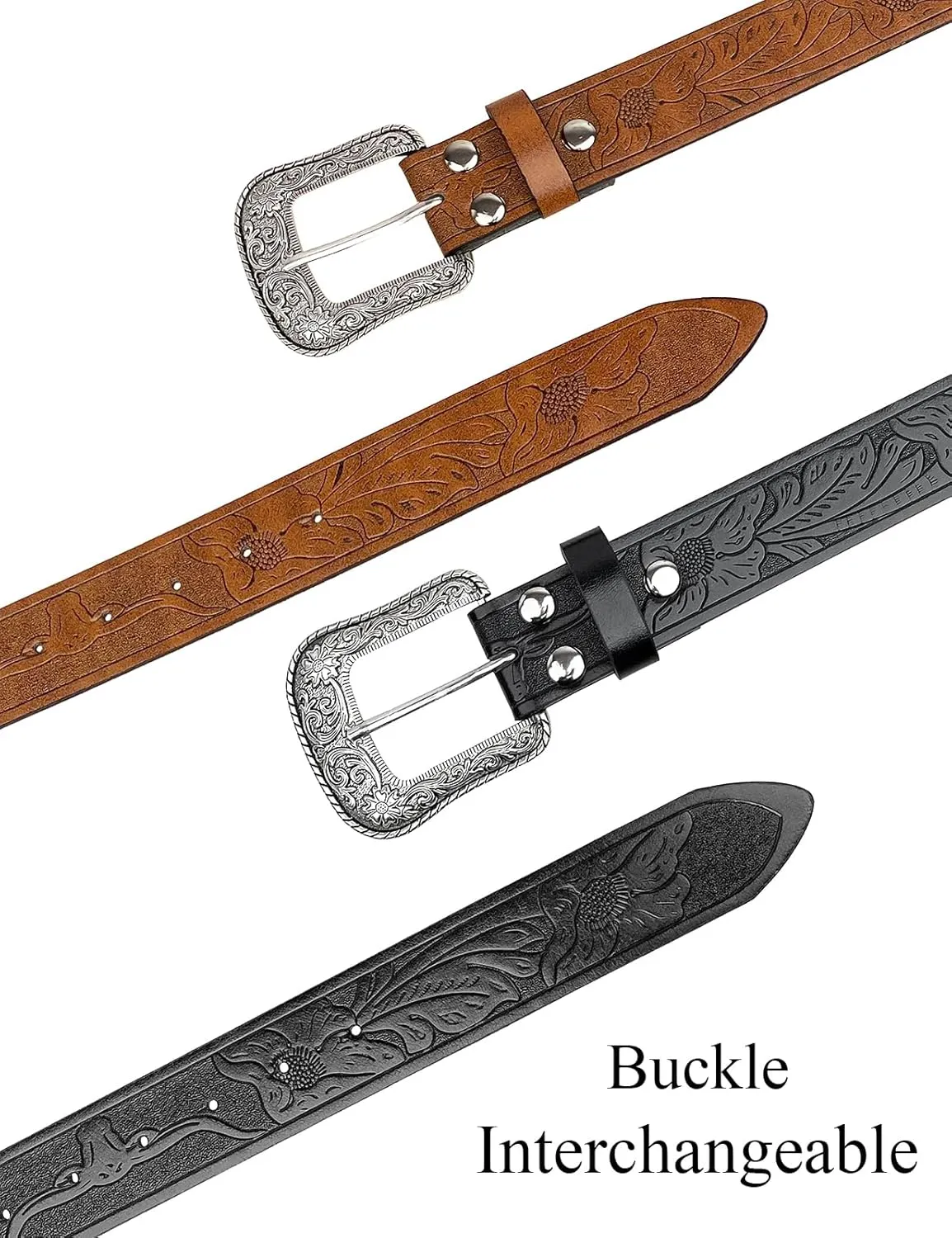 TOPACC Western Belts for Women Men Cowboy Cowgirl Belt for Jeans Pants Country Concert Outfit Rodeo