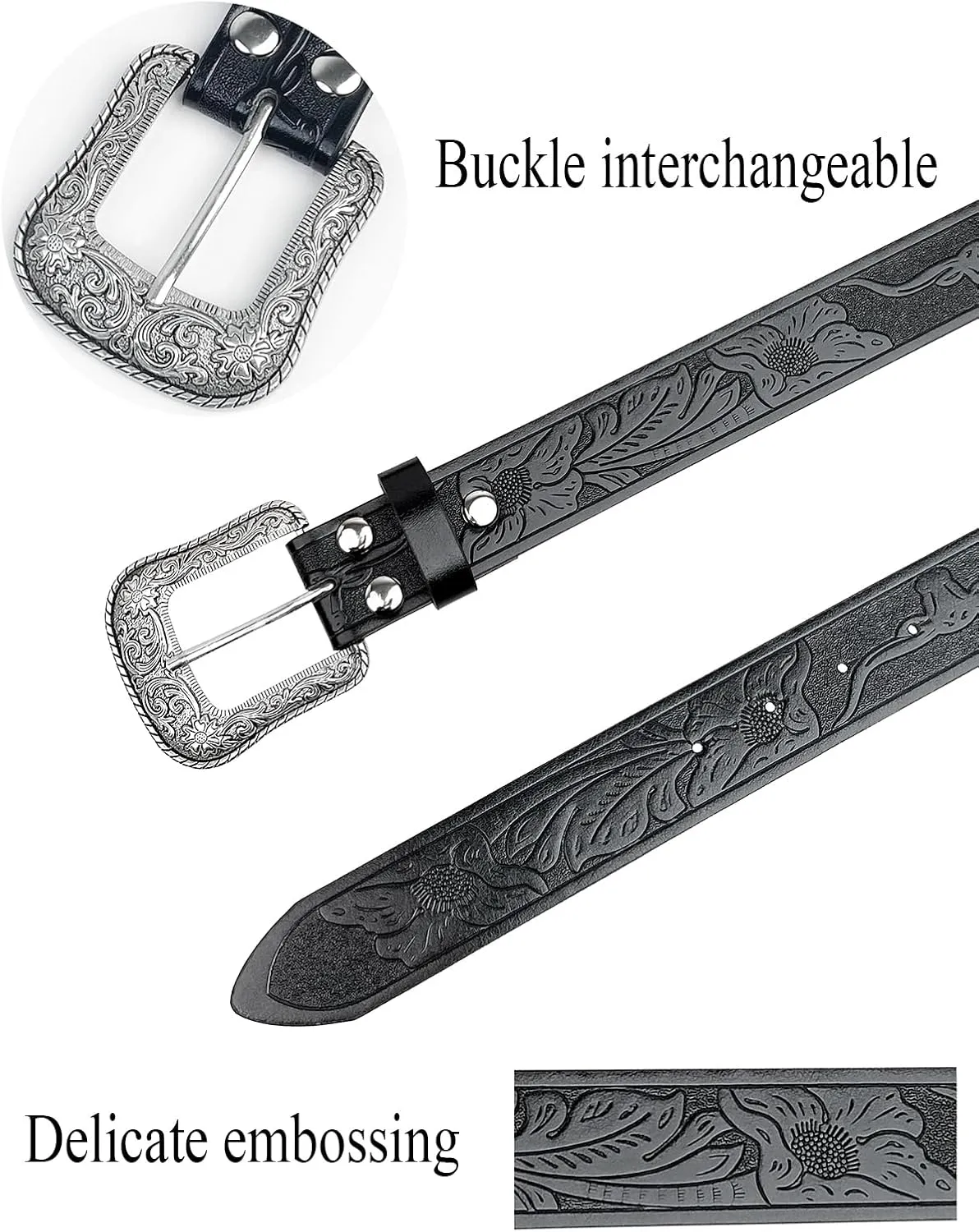 TOPACC Western Belts for Women Men Cowboy Cowgirl Belt for Jeans Pants Country Concert Outfit Rodeo