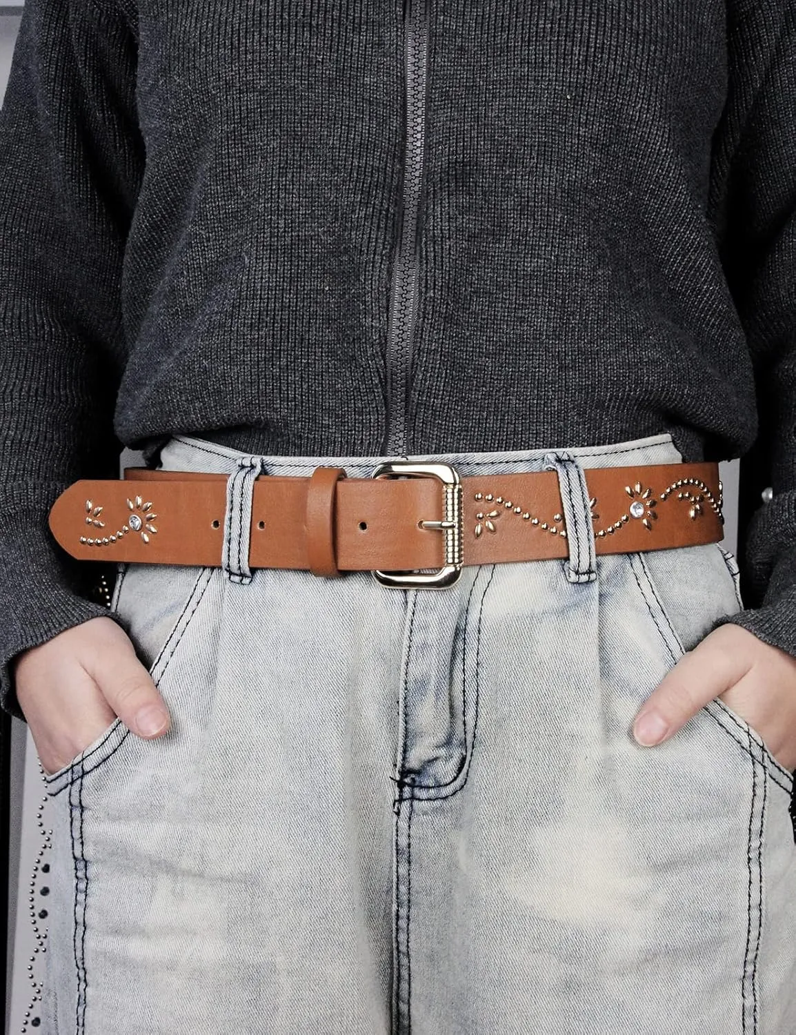 TOPACC Western Fashion Cowgirl Cowboy belts for Girls Women Boys Jeans Pants Dresses