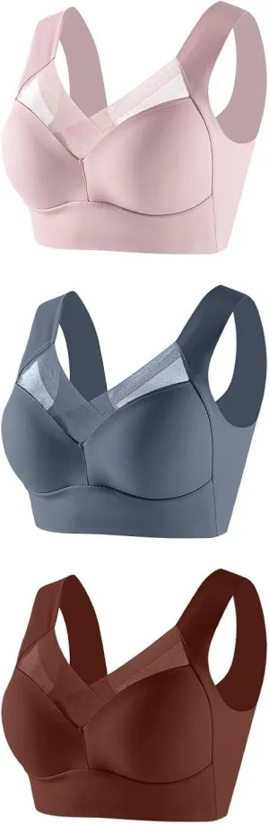 Tshirt Bras for Women 2 pc Pack Wireless Seamless Bralettes Soft Mesh Seamless Bra Full Coverage Smooth Athletic Bra