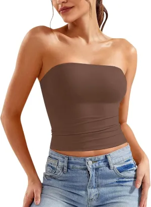 Tube Top for Women Strapless Stretch Crop Tops Going Out Party Y2K Bandeau Shirts Summer Outfits