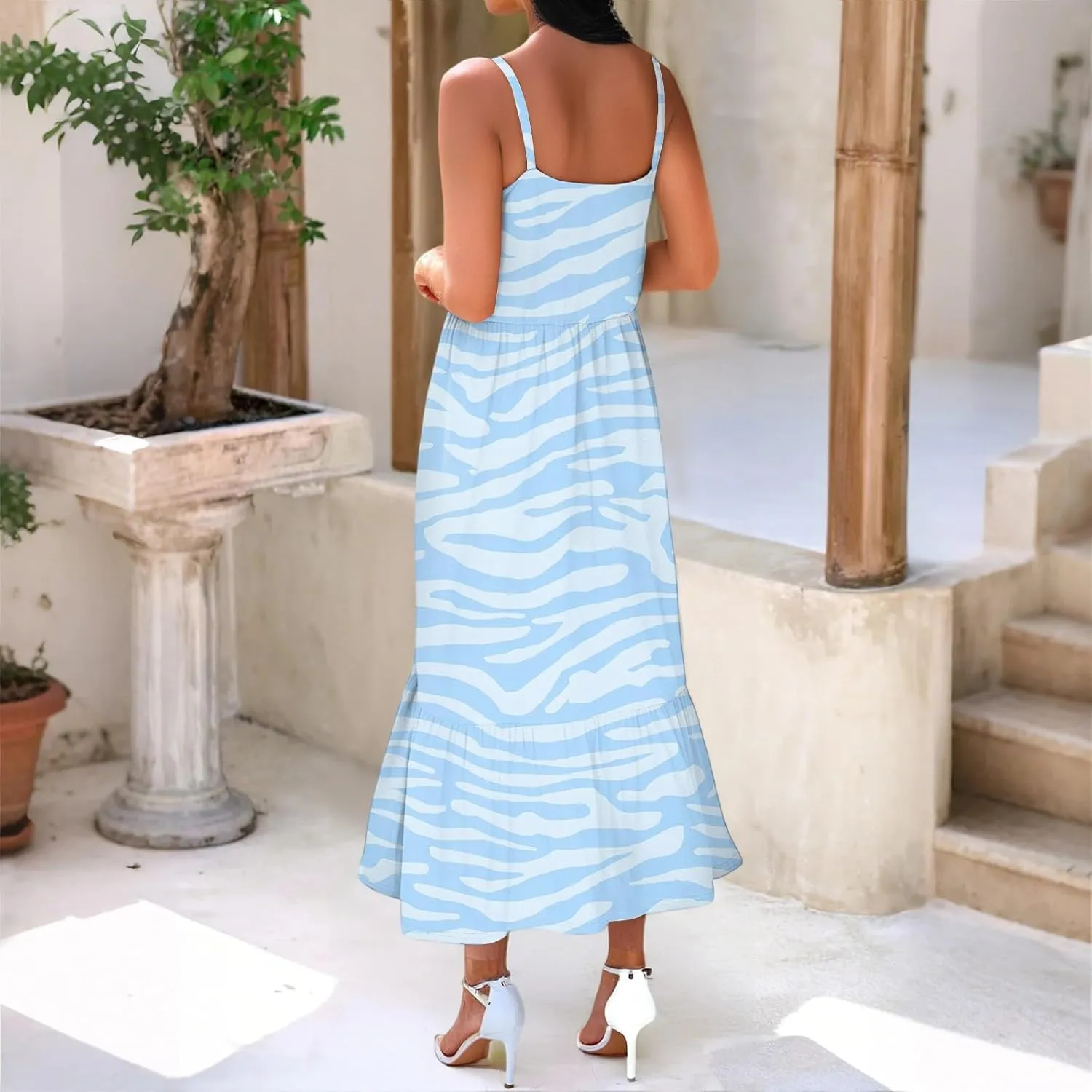Vacation Summer Dress, Beach Floral Trendy Casual Spring Elegant Sundresses for Women