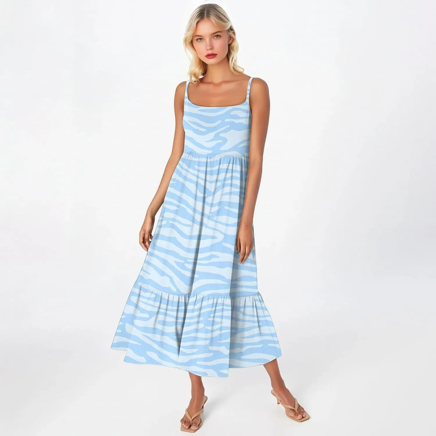 Vacation Summer Dress, Beach Floral Trendy Casual Spring Elegant Sundresses for Women