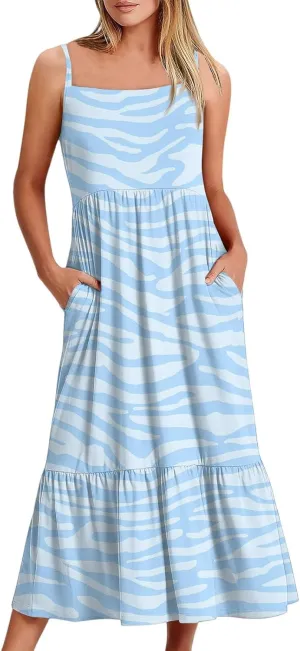 Vacation Summer Dress, Beach Floral Trendy Casual Spring Elegant Sundresses for Women