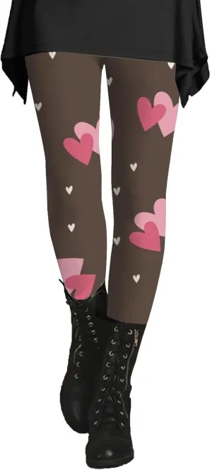 Valentine Leggings for Women Tummy Control Petite Womens Valentine's Leggings Tummy Control Legging Set