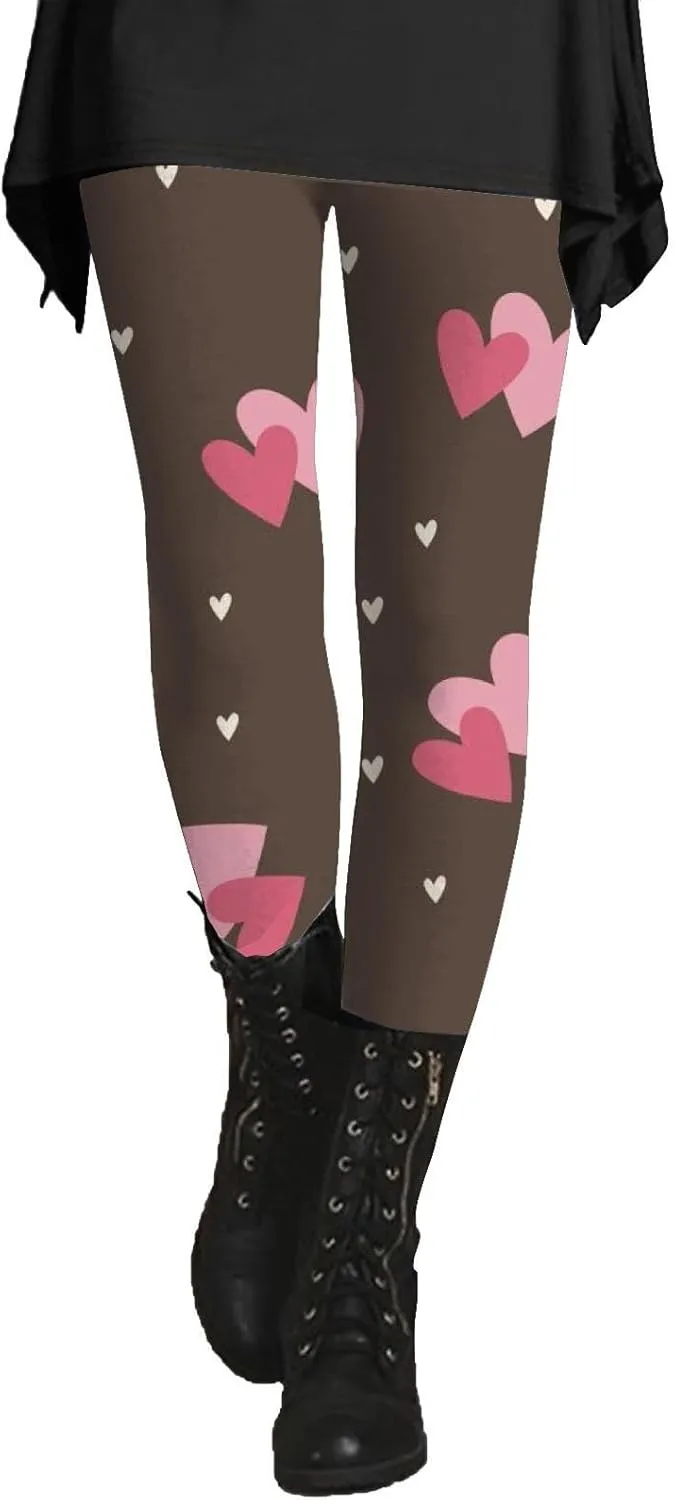 Valentine Leggings for Women Tummy Control Petite Womens Valentine's Leggings Tummy Control Legging Set