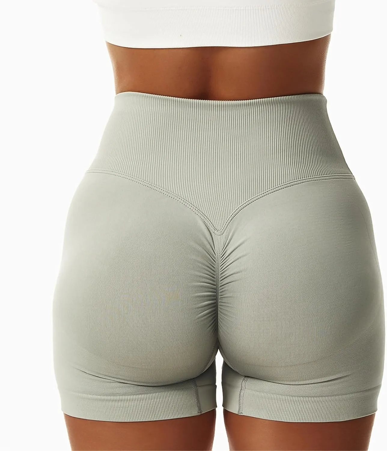 Vertvie 2 Pack Workout Gym Shorts for Women High Waisted Booty V Cross Biker Shorts Scrunch Butt Athletic Yoga Shorts