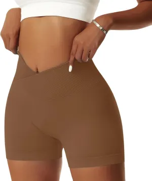 Vertvie Women's Workout Gym Shorts Booty V Cross Spandex Yoga Biker Shorts Scrunch Butt High Waisted Athletic Leggings