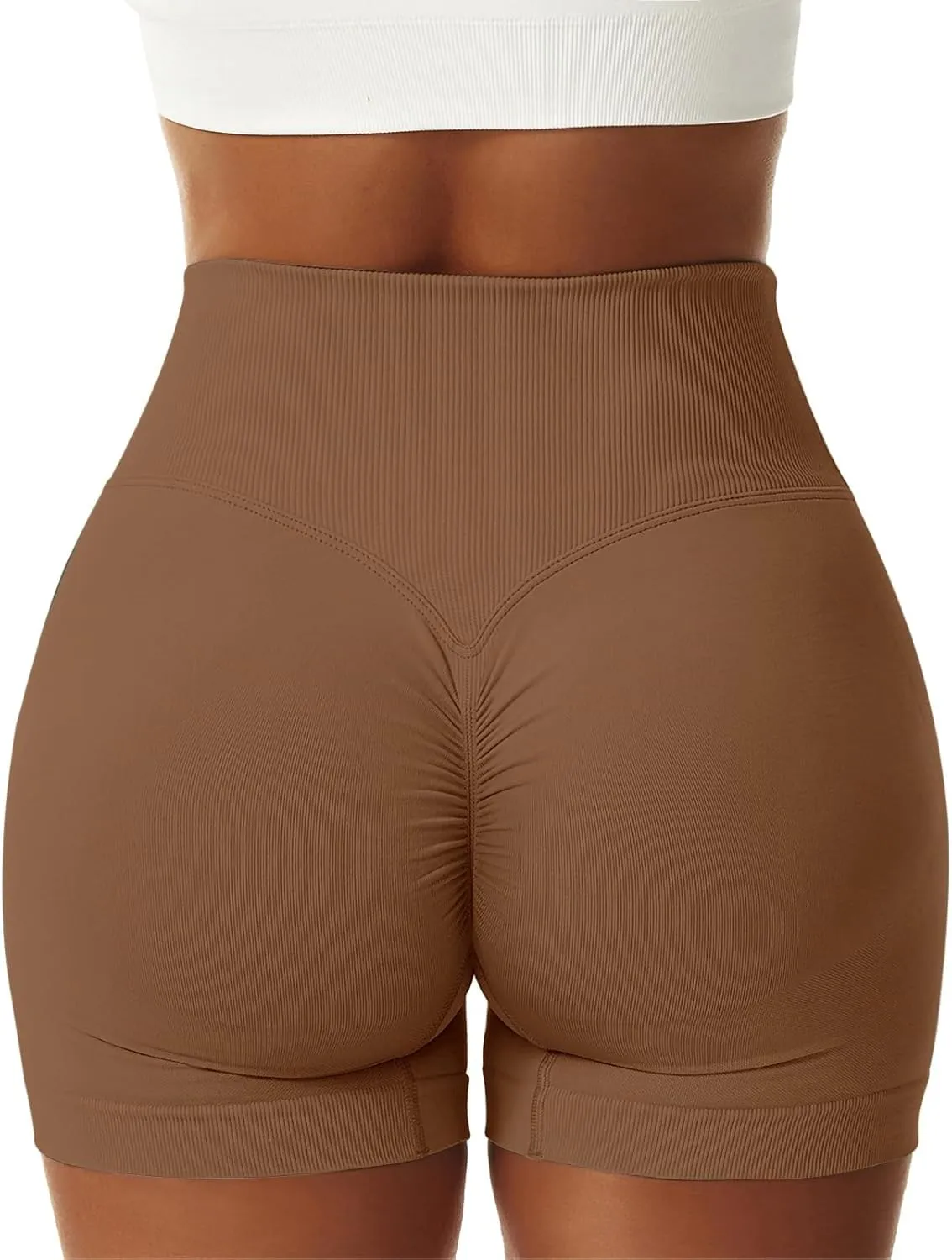 Vertvie Women's Workout Gym Shorts Booty V Cross Spandex Yoga Biker Shorts Scrunch Butt High Waisted Athletic Leggings