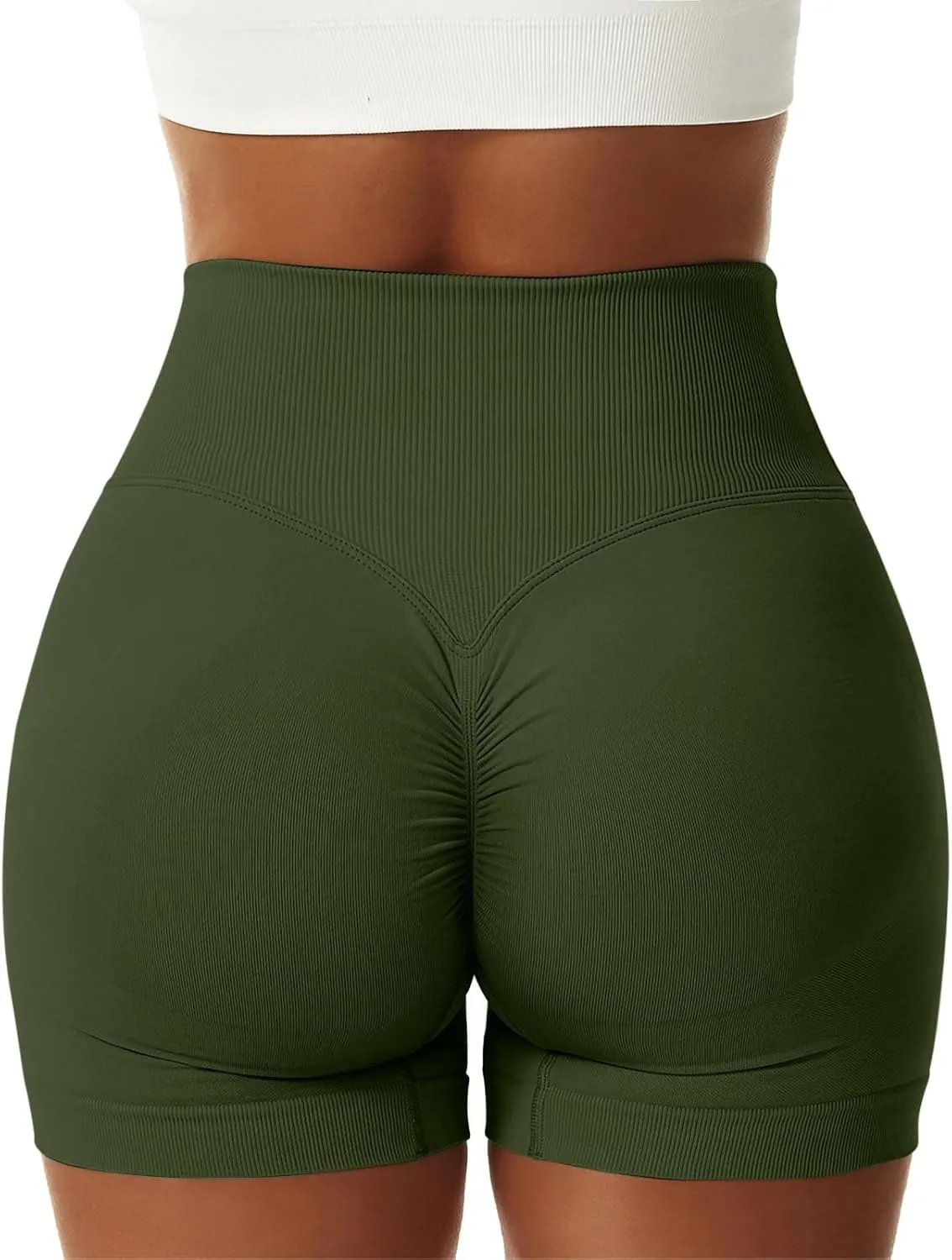 Vertvie Women's Workout Gym Shorts Booty V Cross Spandex Yoga Biker Shorts Scrunch Butt High Waisted Athletic Leggings