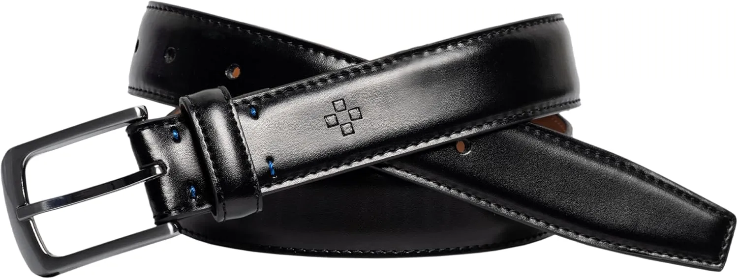 Vince Camuto Belts Men | Belt with Edge Stitch Detailing and a Nickle Finish Belt Buckle