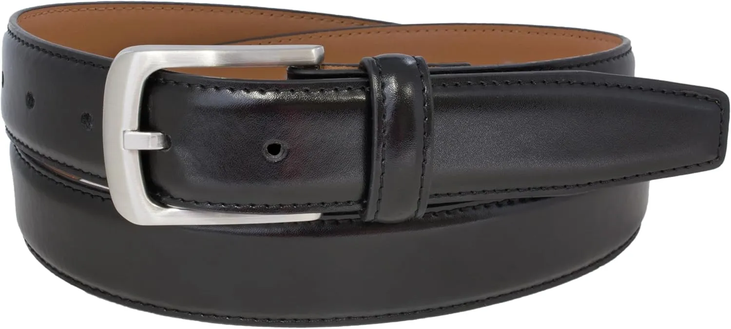 Vince Camuto Belts Men | Belt with Edge Stitch Detailing and a Nickle Finish Belt Buckle