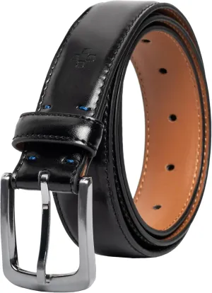 Vince Camuto Belts Men | Belt with Edge Stitch Detailing and a Nickle Finish Belt Buckle