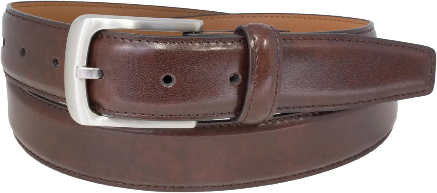 Vince Camuto Belts Men | Belt with Edge Stitch Detailing and a Nickle Finish Belt Buckle