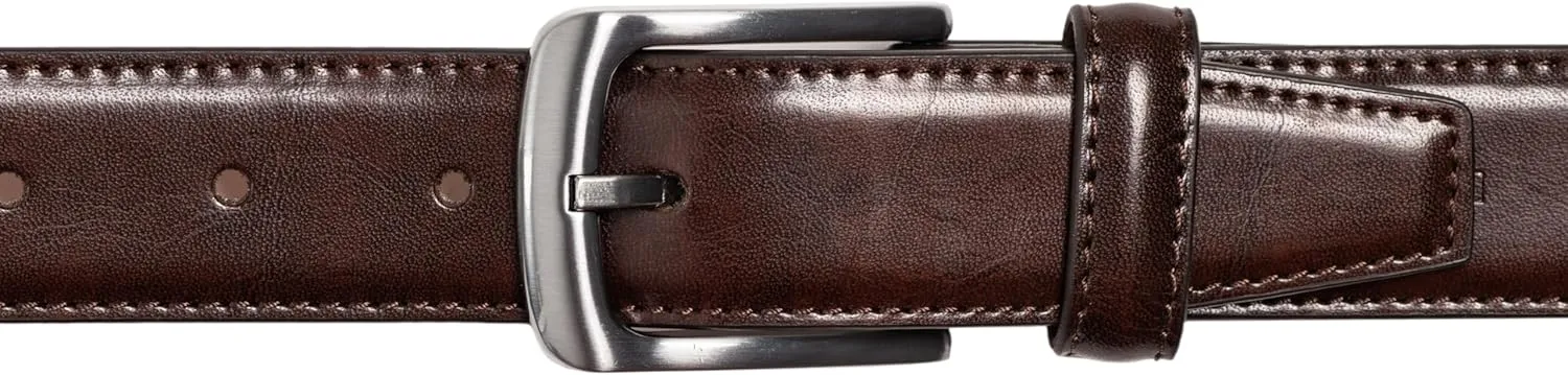 Vince Camuto Belts Men | Belt with Edge Stitch Detailing and a Nickle Finish Belt Buckle