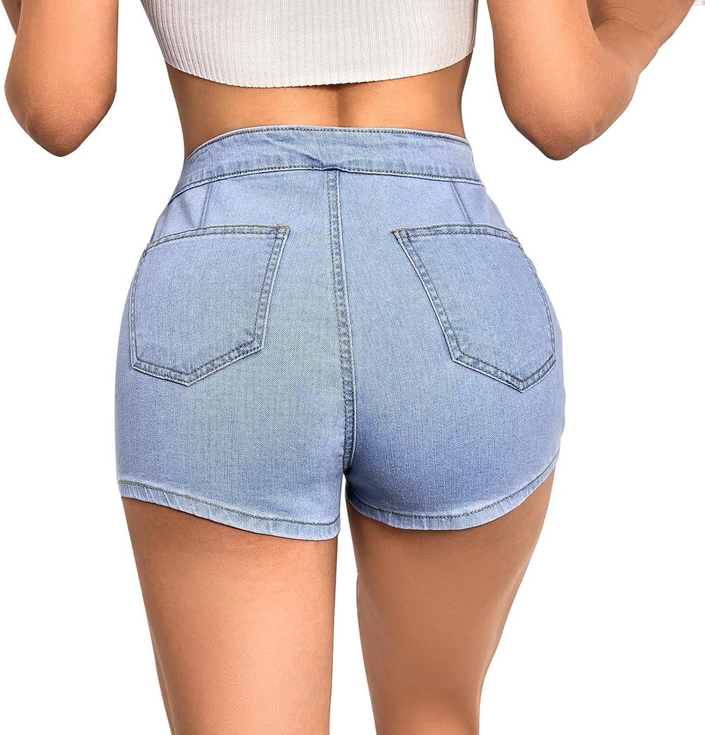 VIPONES Jeans Shorts Womens High Waisted Stretchy Sexy Butt-Lifting Hot Denim Shorts