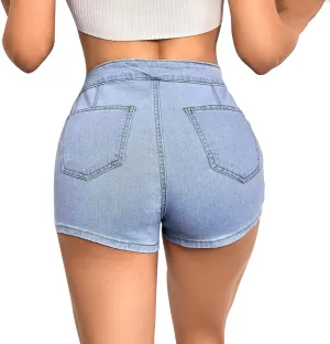 VIPONES Jeans Shorts Womens High Waisted Stretchy Sexy Butt-Lifting Hot Denim Shorts