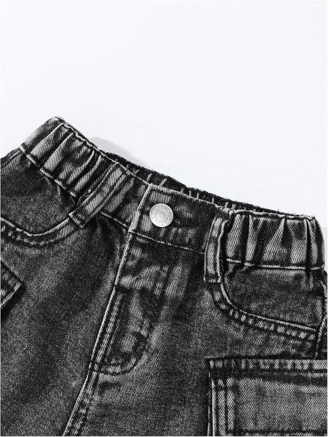 WDIRARA Girls' Cargo Jean Shorts High Waisted Distressed Denim Shorts with Flap Pockets