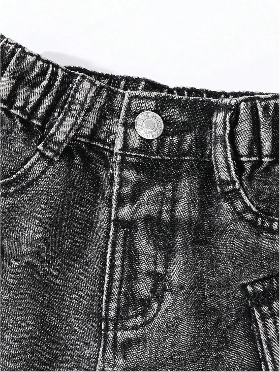 WDIRARA Girls' Cargo Jean Shorts High Waisted Distressed Denim Shorts with Flap Pockets