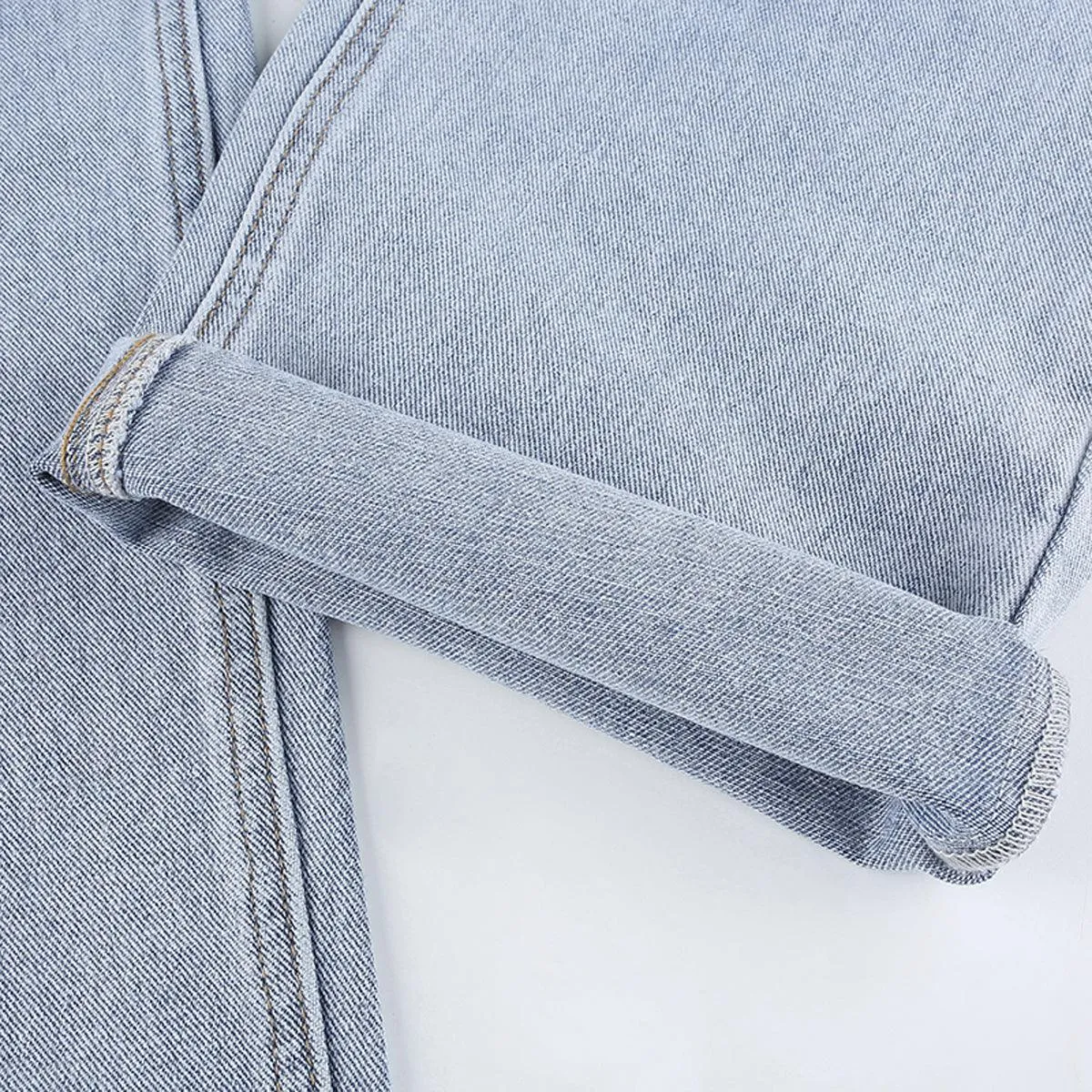 White Butterfly Straight Light Blue Jeans