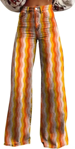 Wide Leg Jeans Woman Casual High Waisted Jeans Stretch Wide Leg Loose Denim Pants with Pockets