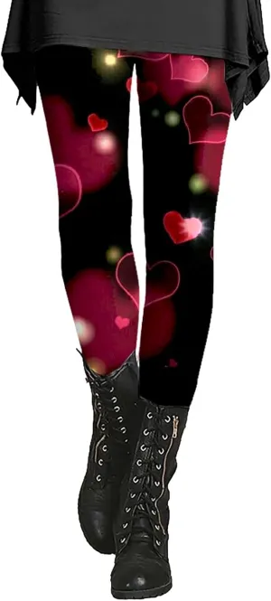 Winter White Leggings for Women Valentines Day Light Pants Women Colorful Casual Leggings for Women