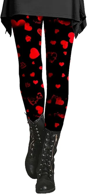 Winter White Leggings for Women Valentines Day Light Pants Women Colorful Casual Leggings for Women