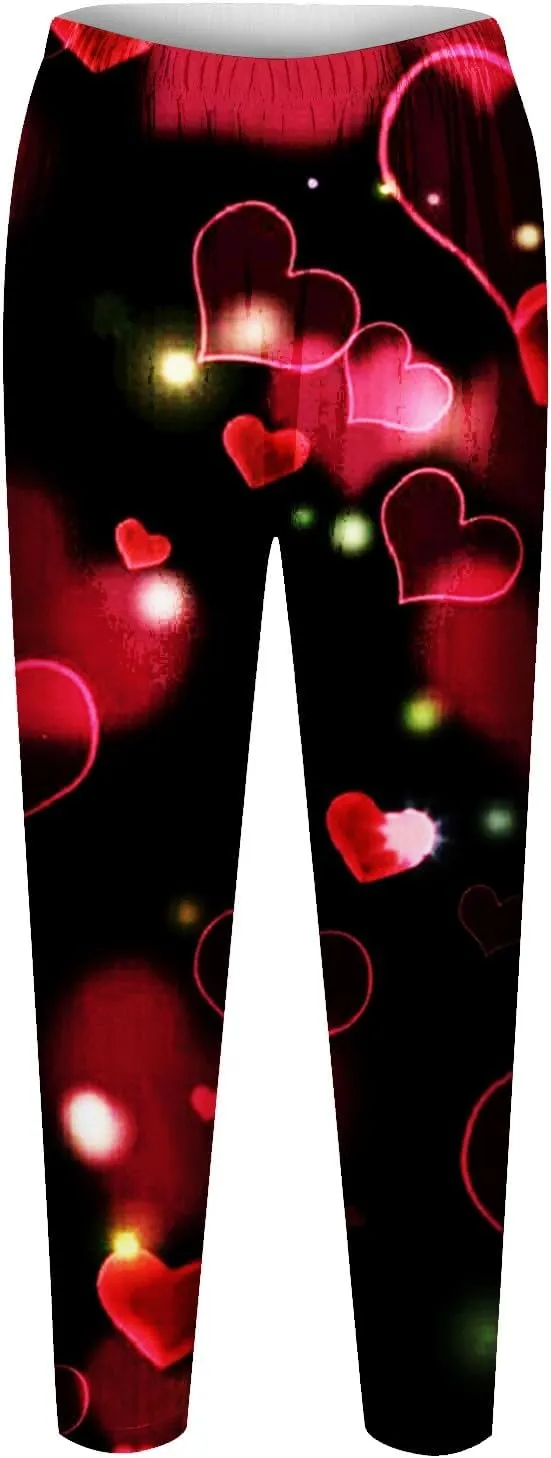 Winter White Leggings for Women Valentines Day Light Pants Women Colorful Casual Leggings for Women