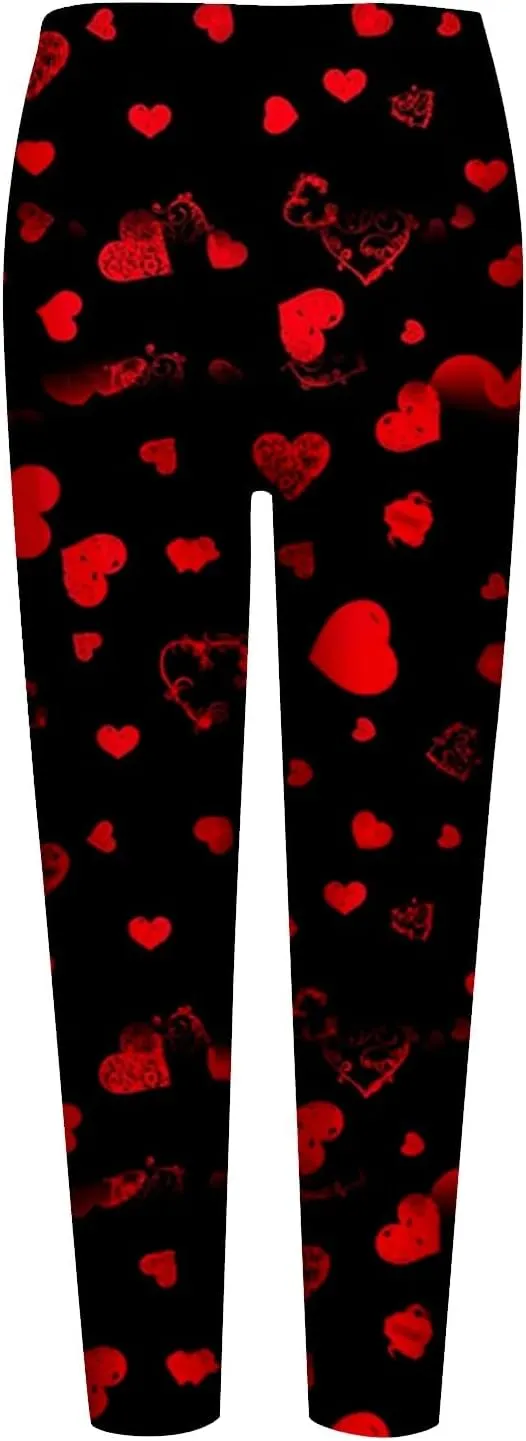 Winter White Leggings for Women Valentines Day Light Pants Women Colorful Casual Leggings for Women