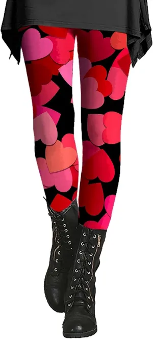 Winter White Leggings for Women Valentines Day Light Pants Women Colorful Casual Leggings for Women
