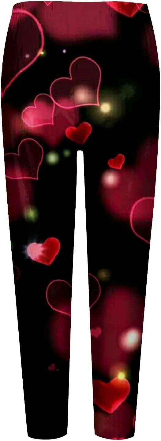 Winter White Leggings for Women Valentines Day Light Pants Women Colorful Casual Leggings for Women
