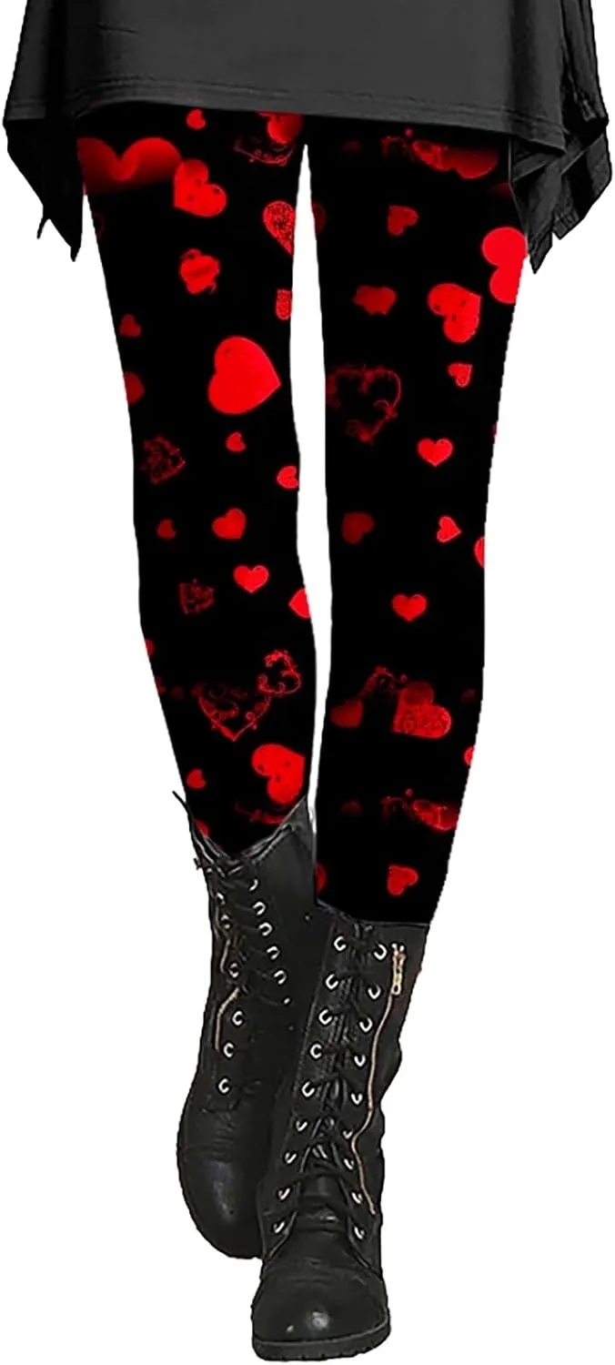 Winter White Leggings for Women Valentines Day Light Pants Women Colorful Casual Leggings for Women