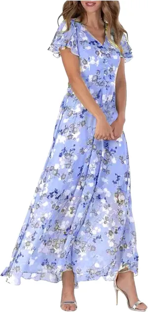 Women Casual Summer Dresses Chiffon Floral Short Sleeve Sun Dresses for Women 2025 Flowy Swing Party Beach Skirts
