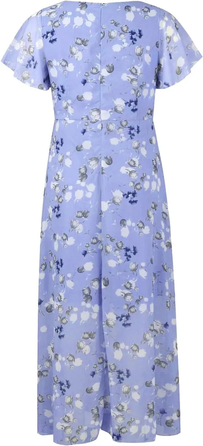 Women Casual Summer Dresses Chiffon Floral Short Sleeve Sun Dresses for Women 2025 Flowy Swing Party Beach Skirts