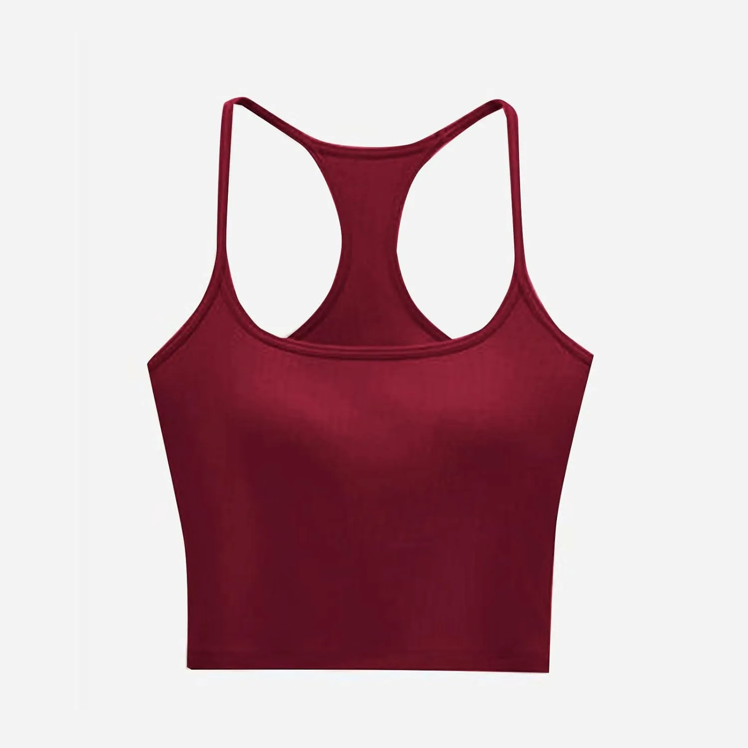 Women Ribbed Racer Back Cami Tops Summer Built in Bra Yoga Workout Tank Top Sexy Form Fitting Square Neck Undershirt