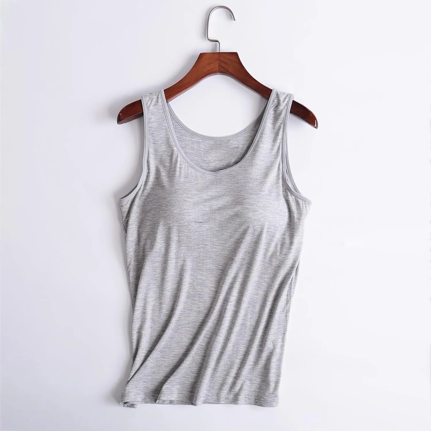 Women Tank Tops with Built in Bra Casual Modal Undershirt Summer Basic Padded Yoga Shirt Shelf Bras Workout Camisole