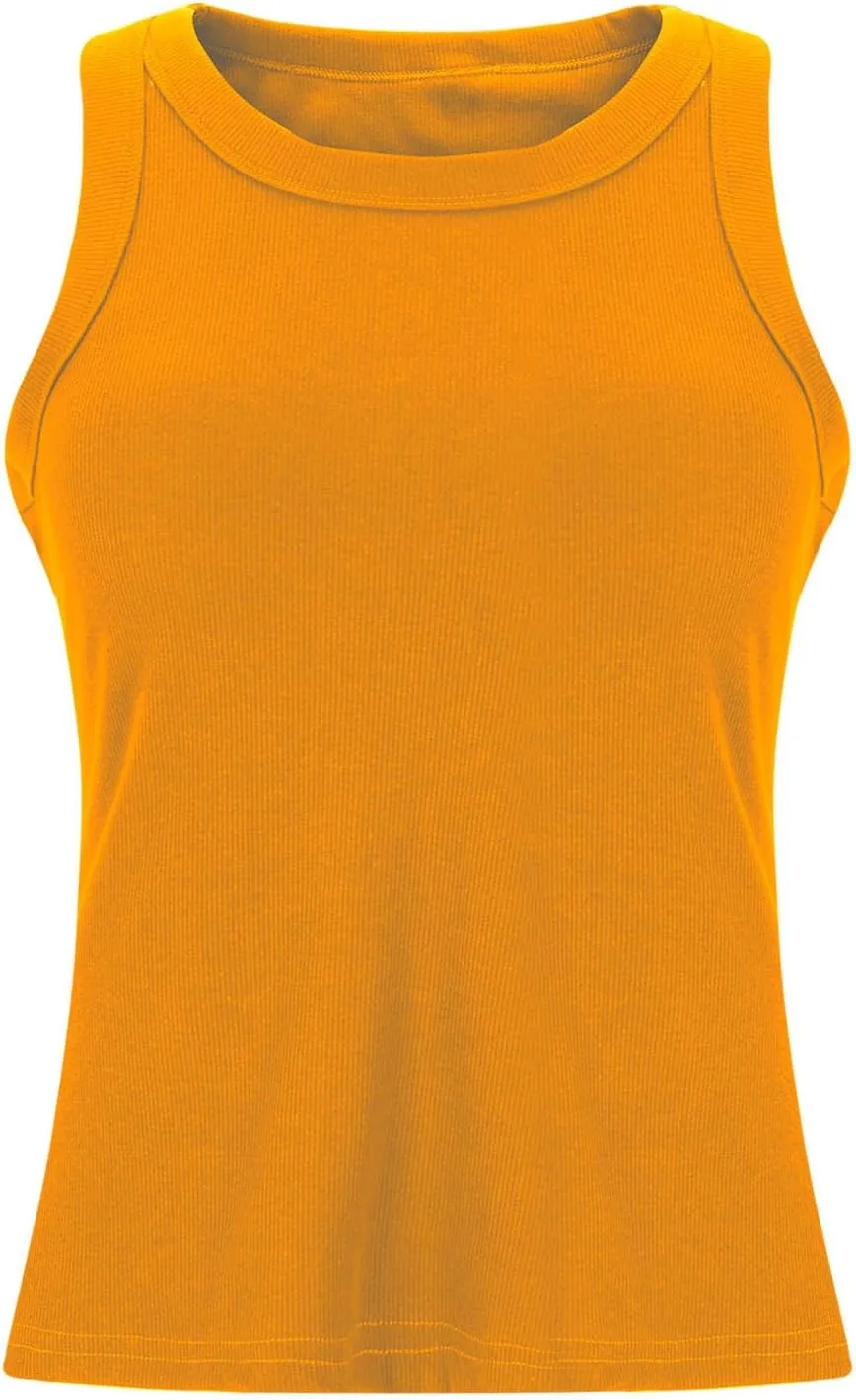 Women Tank Tops with Built in Bras, Ribbed Knitted Athletic Camisole for Women, Fitness Workout Running Basic Shirts