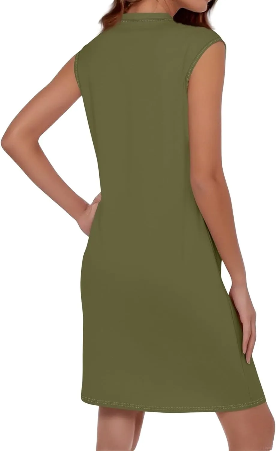 Womens 2025 Summer Beach Pockets Dress Vacation Crew Neck Sleeveless Sundress Casual Loose Printed Mini Dresses