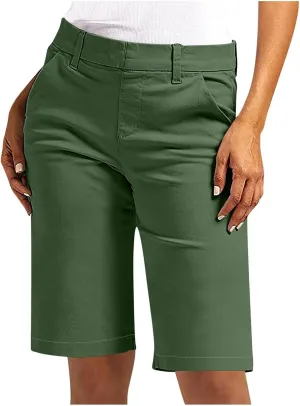 Women's Bermuda Shorts, Summer Dressy Shorts for Women Chino Straight Leg High Waisted Casual Summer
