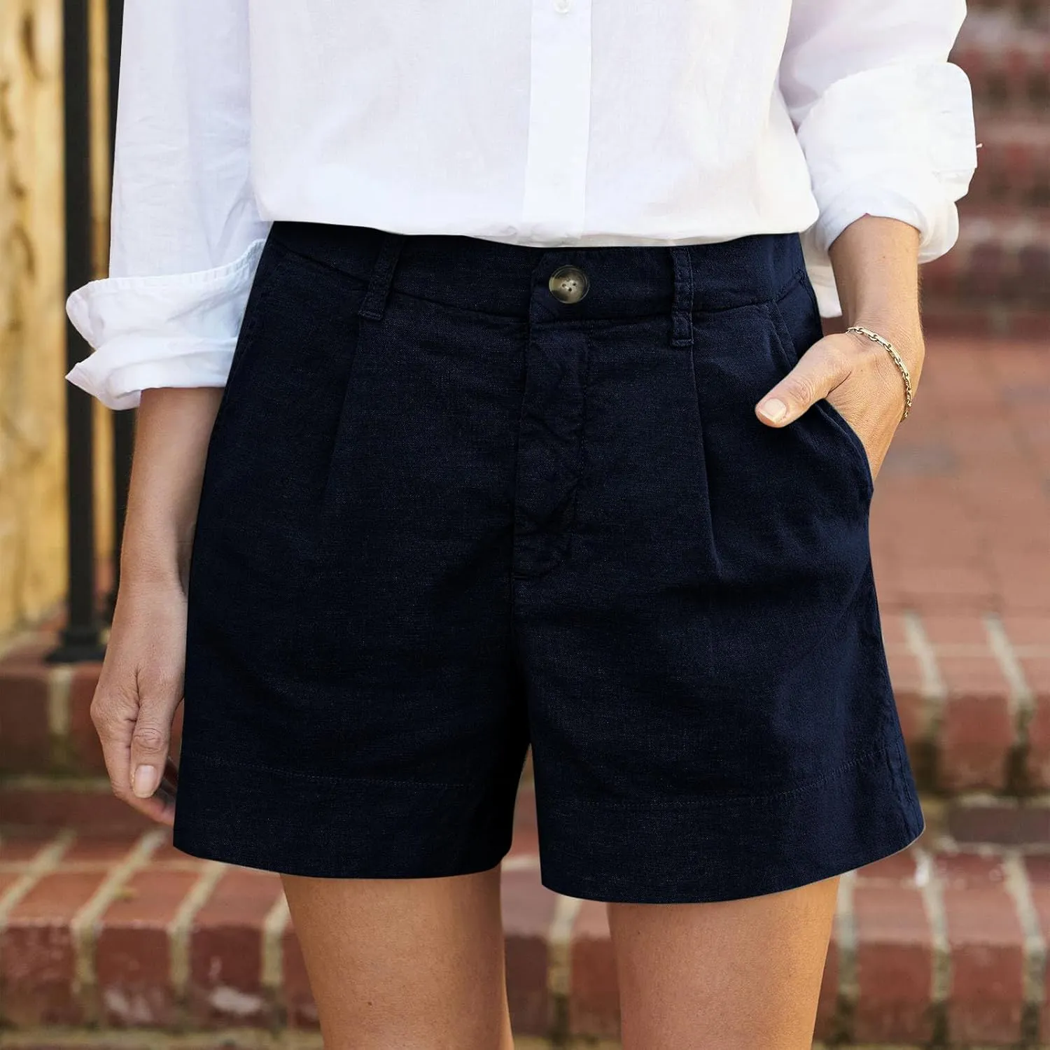 Womens Bermuda Wide Leg Shorts Summer Dressy High Waisted Plus Size Ladies Chino Linen Short with Pockets 2025 Trendy