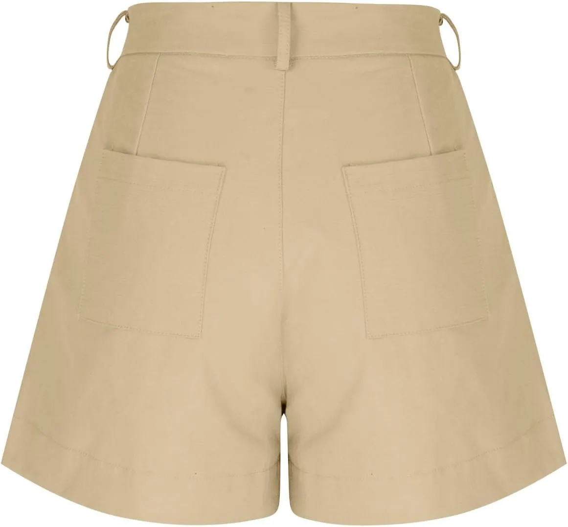 Womens Bermuda Wide Leg Shorts Summer Dressy High Waisted Plus Size Ladies Chino Linen Short with Pockets 2025 Trendy