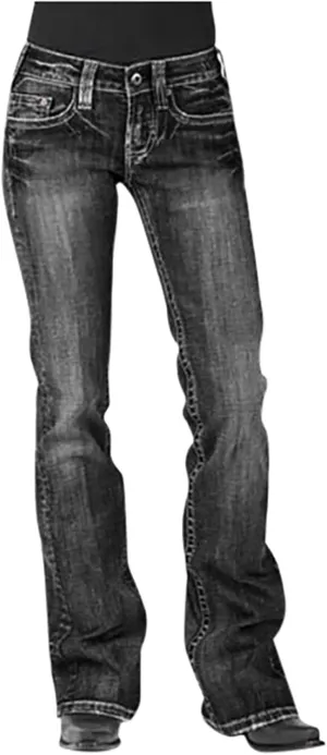 Women's Bootcut Jeans High Waisted Classic Fit Denim Pants Stretch Boyfriend Jeans with Pockets Trousers with Pockets