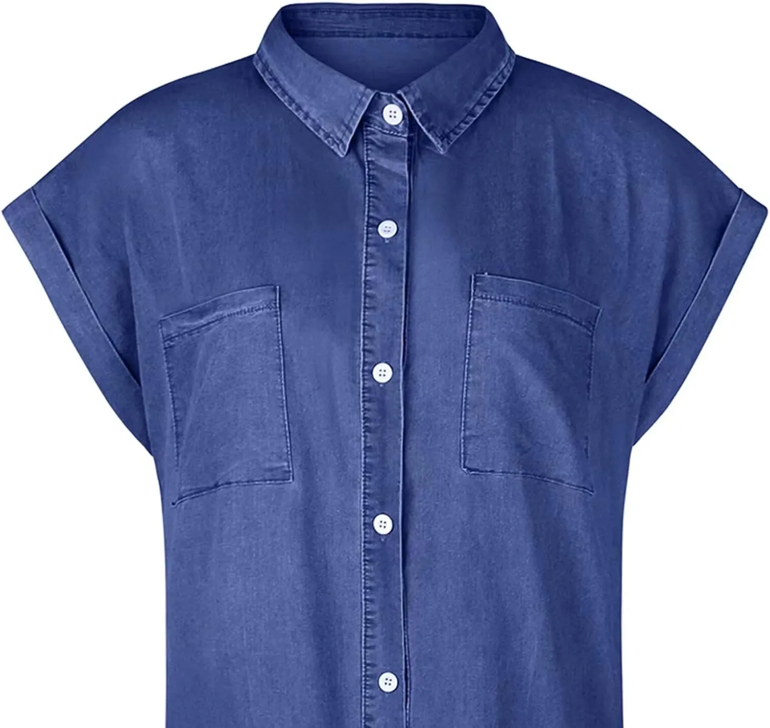 Womens Button Down Denim Shirt Dresses Short Sleeve Shift Dress Summer Causal Tunic Top 2023 Vintage Sun Dresses Outfits