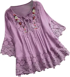 Womens Button Linen Short Sleeve T-Shirts Summer Henley Casual Plus Size Tunic Top V Neck Loose Tshirt