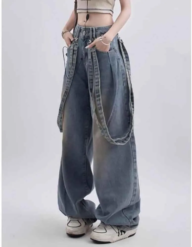 Women's Cargo Pants Y2K Clothing Multi-Pocket Relaxed Fit Jeans Grunge Clothes Alt Emo Hip Streetwear