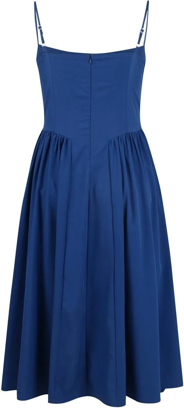 Womens Corset Dress Sexy Sleeveless Spaghetti Strap Bustier A Line Flowy Swing Midi Dress Low Cut Dressy Sundress