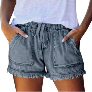 Womens Denim Shorts High Waisted Stretchy Casual Jeans Shorts 2025 Summer Loose Fit Retro Hot Shorts Pockets