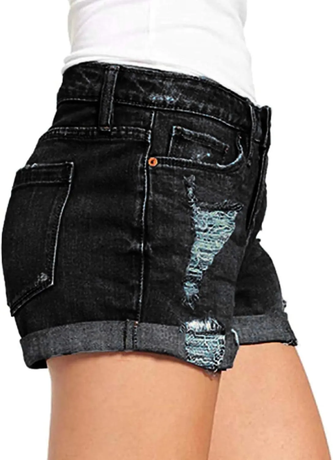 Women's Denim Shorts High Waisted Stretchy Jean Shorts Distressed Summer Jeans Cut Off Baggy Jean Shorts