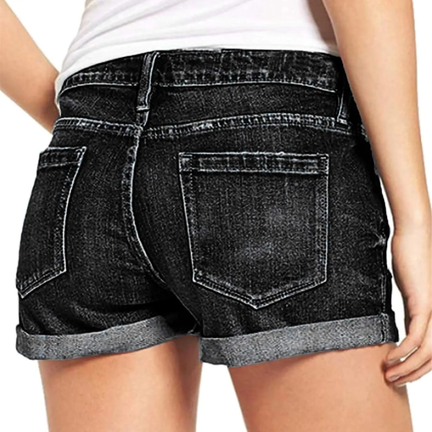 Women's Denim Shorts High Waisted Stretchy Jean Shorts Distressed Summer Jeans Cut Off Baggy Jean Shorts